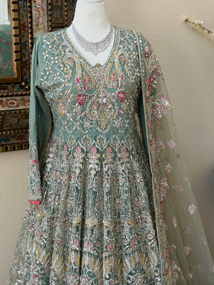 Pastel Teal Maxi Gown