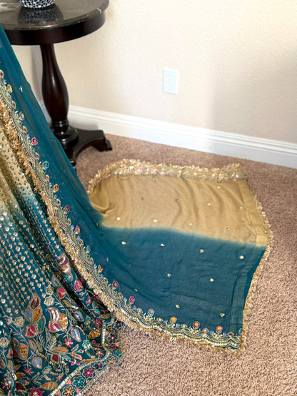Gold and Blue Ombre Lengha