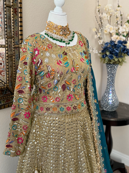 Gold and Blue Ombre Lengha