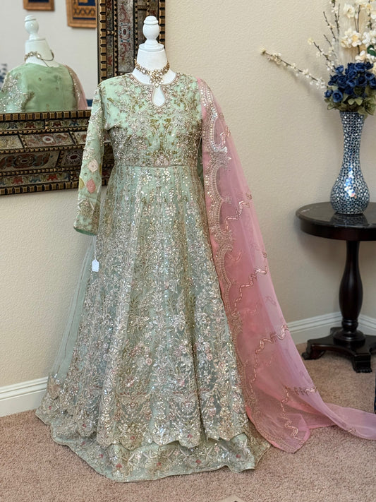 Pastel green Maxi Gown