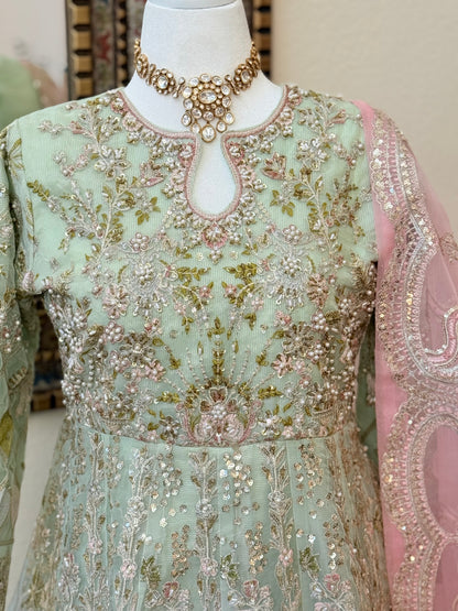 Pastel green Maxi Gown