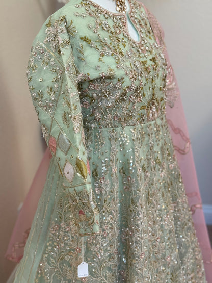 Pastel green Maxi Gown