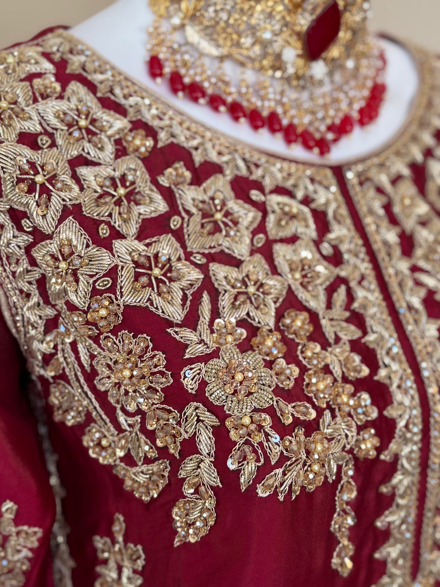 Maroon Zardosi Kameez with Lengha