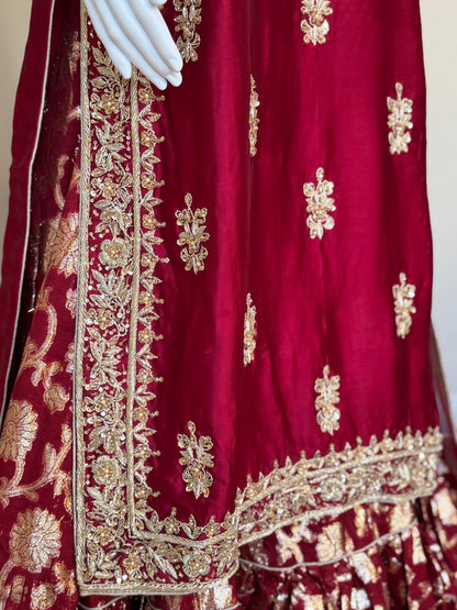 Maroon Zardosi Kameez with Lengha