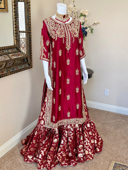 Maroon Zardosi Kameez with Lengha