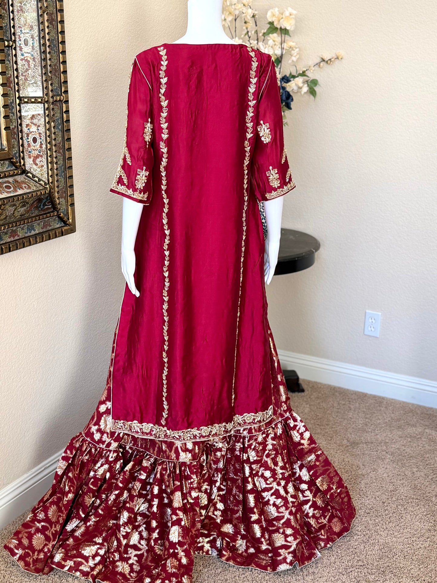 Maroon Zardosi Kameez with Lengha