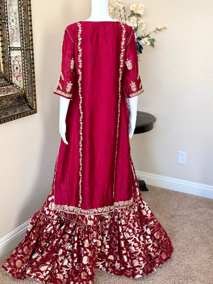 Maroon Zardosi Kameez with Lengha