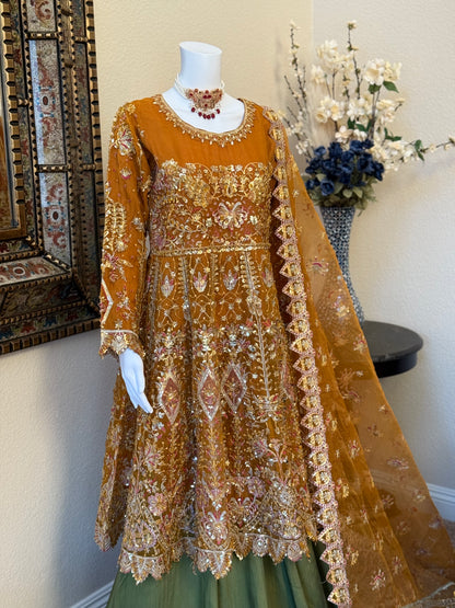 Mustard Frock with Lengha