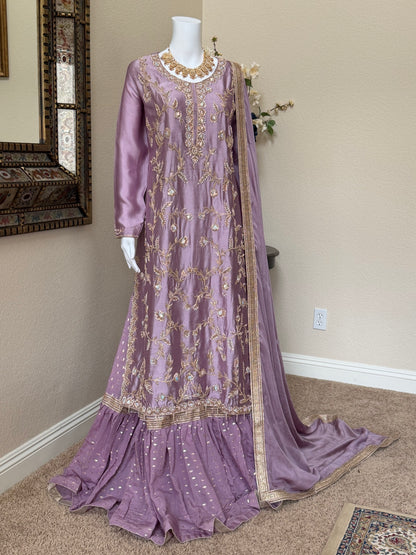 Lavender Zardosi Kameez with Lengha