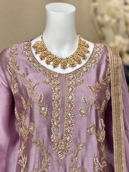 Lavender Zardosi Kameez with Lengha
