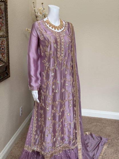 Lavender Zardosi Kameez with Lengha