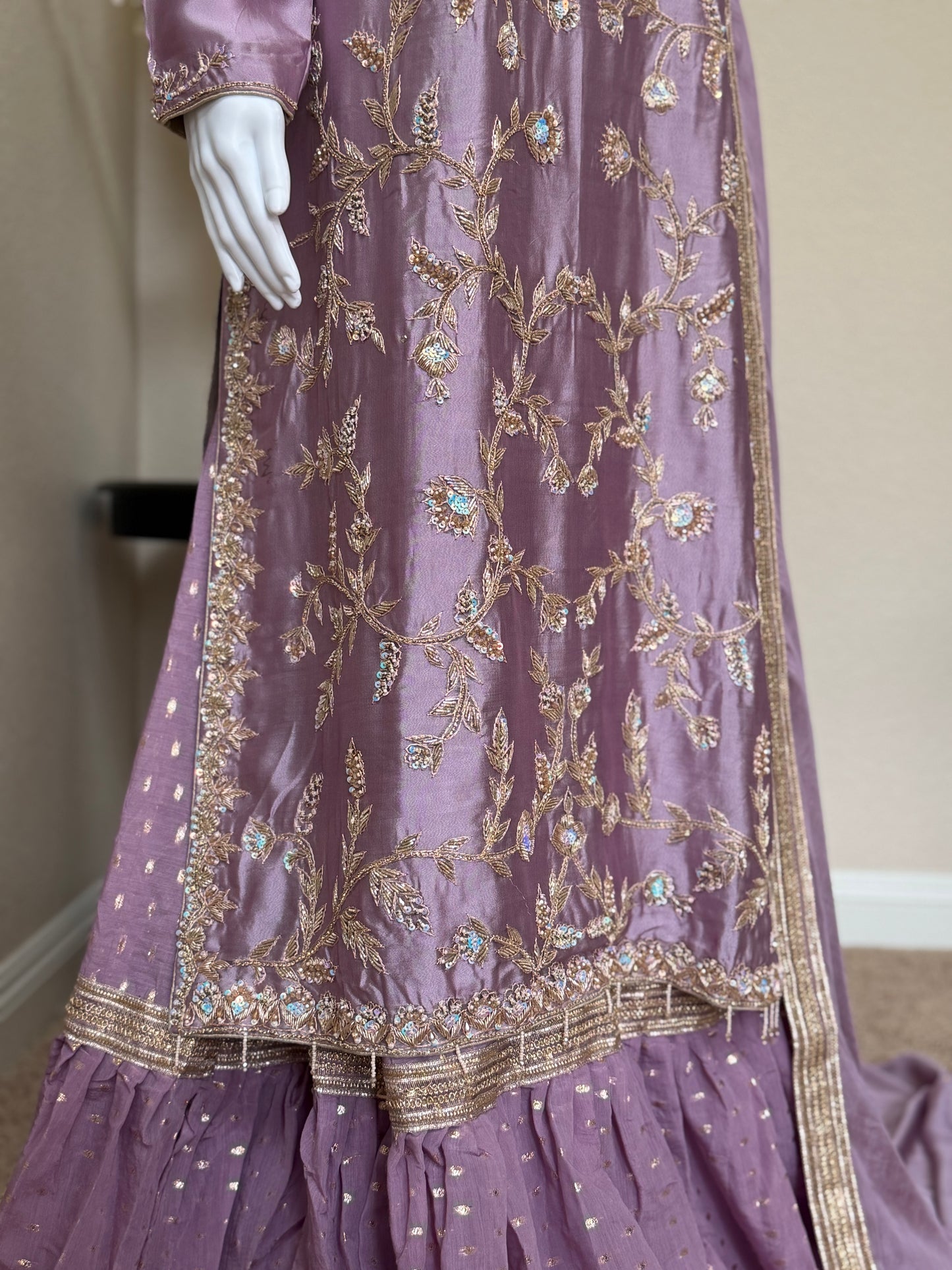 Lavender Zardosi Kameez with Lengha