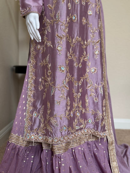 Lavender Zardosi Kameez with Lengha