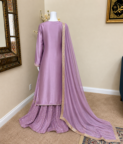 Lavender Zardosi Kameez with Lengha