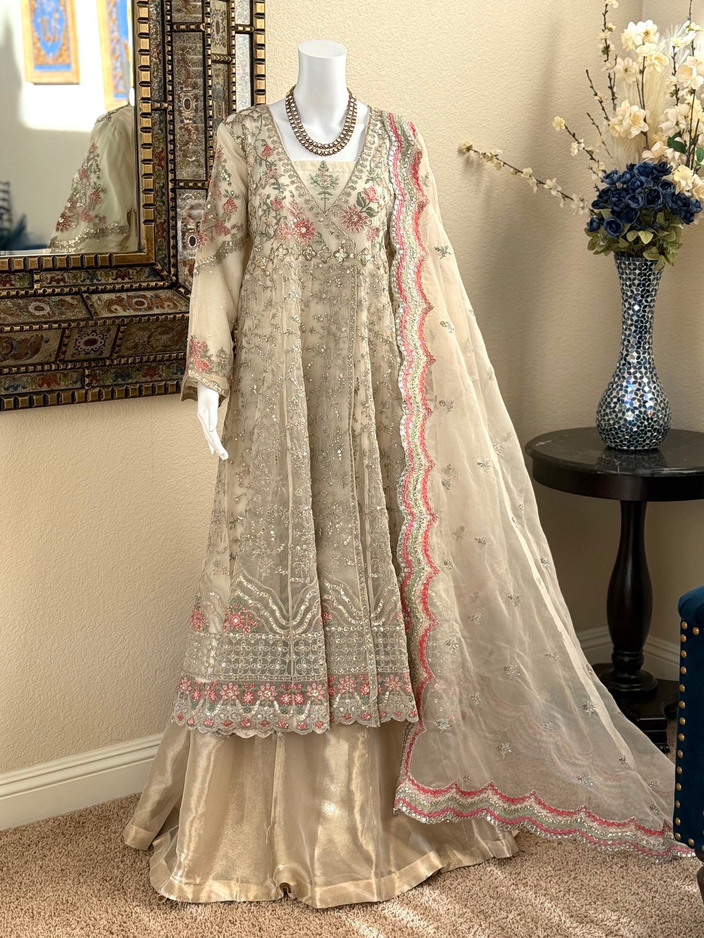 Off-White Angrahka with Lengha