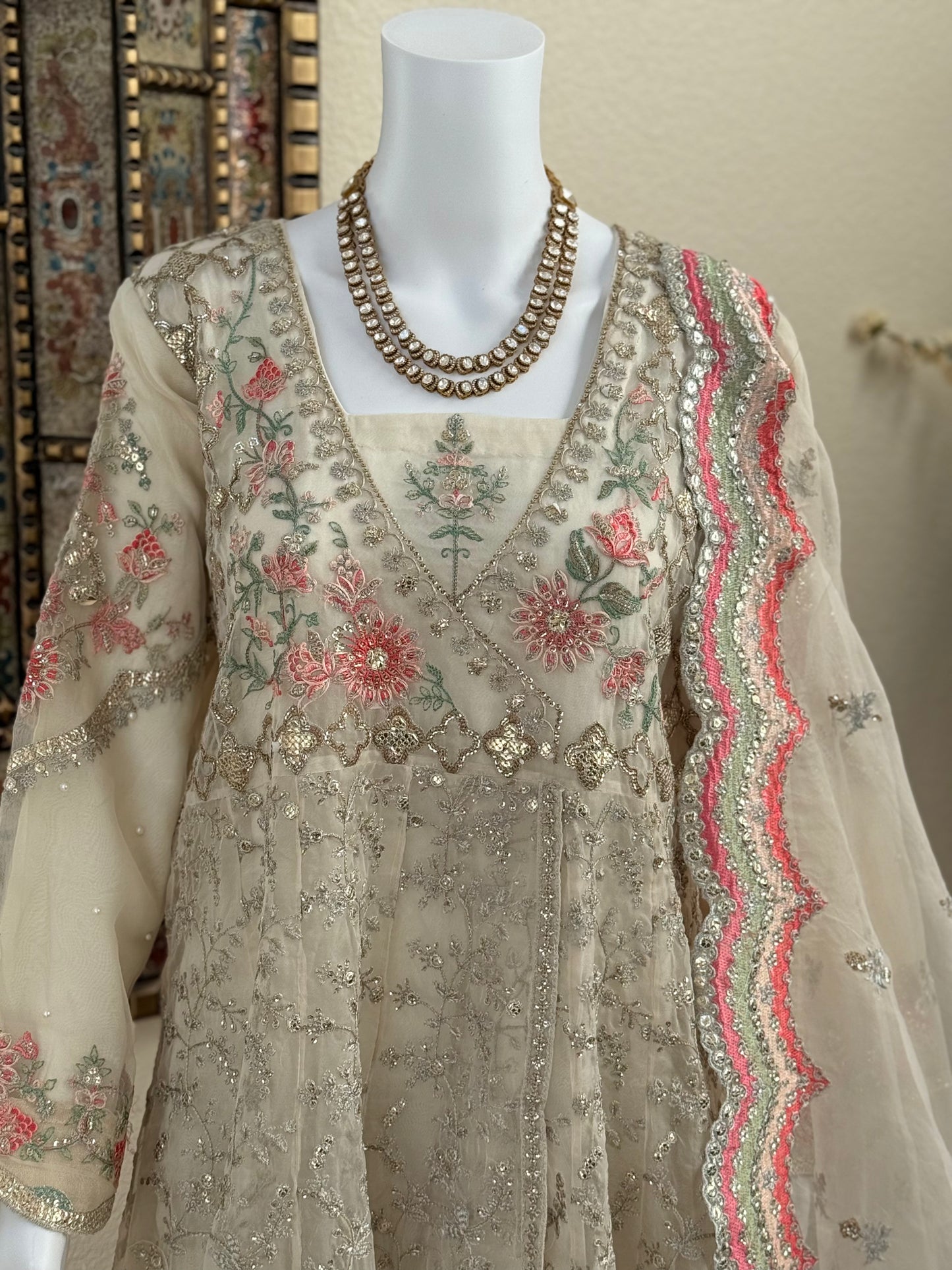 Off-White Angrahka with Lengha