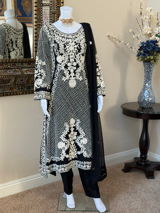 Black and White Trouser Suit