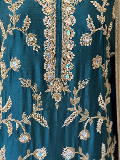 Sapphire Zardosi Kameez with Lengha