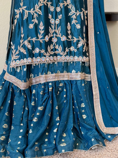 Sapphire Zardosi Kameez with Lengha