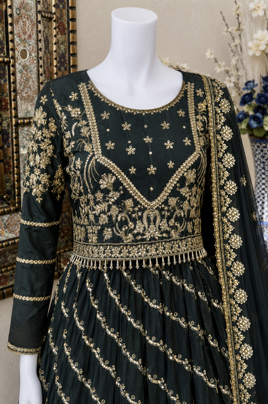 Mehndi Green Lengha