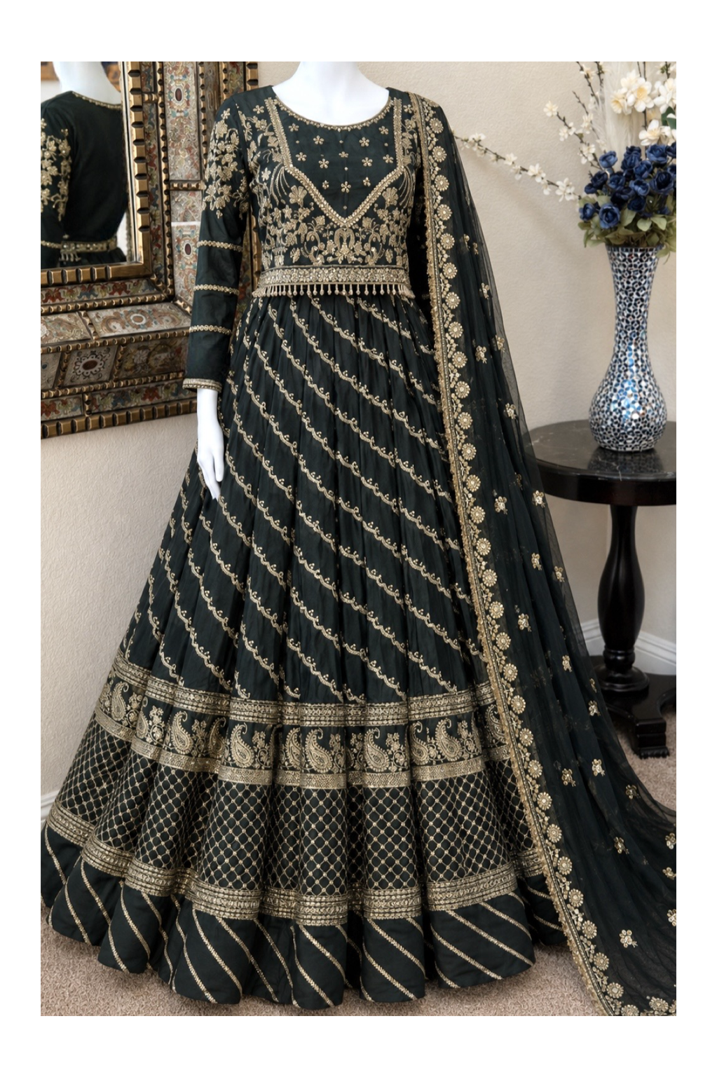 Mehndi Green Lengha