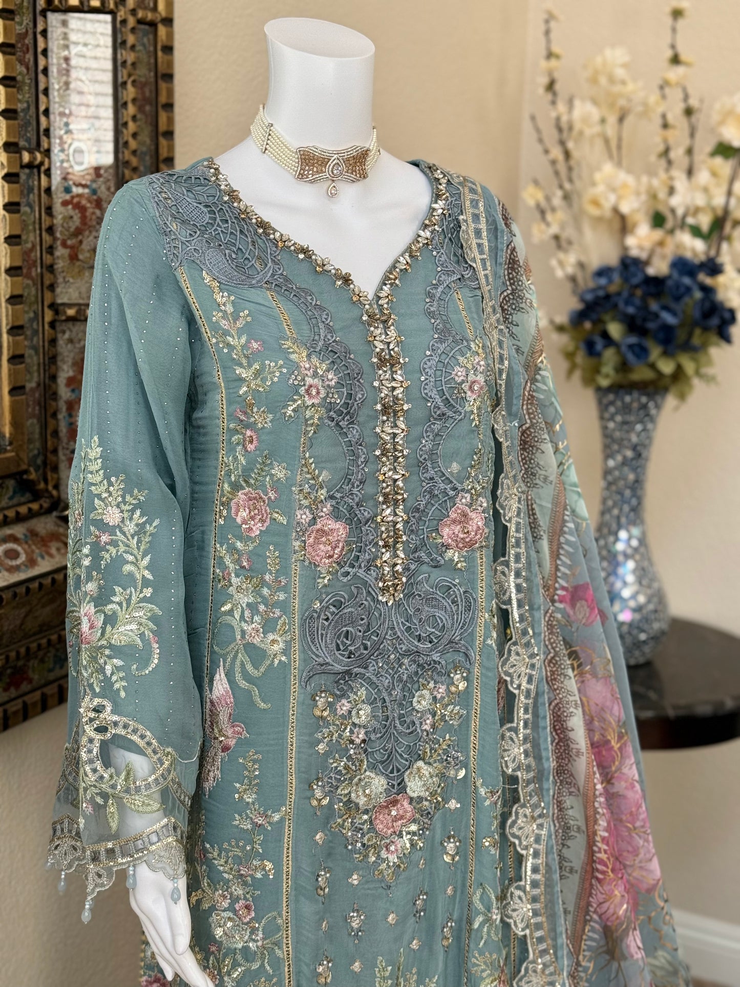 Blue Kameez with Plazzo