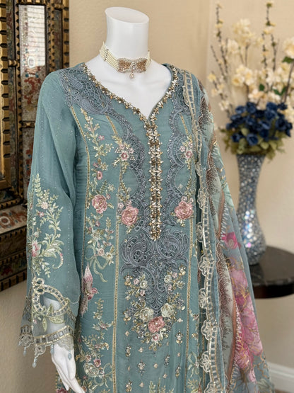 Blue Kameez with Plazzo