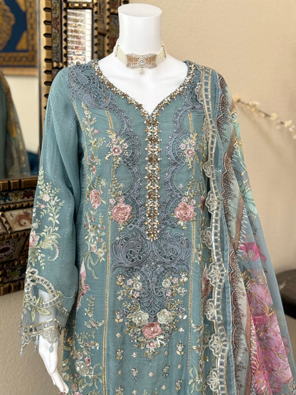 Blue Kameez with Plazzo