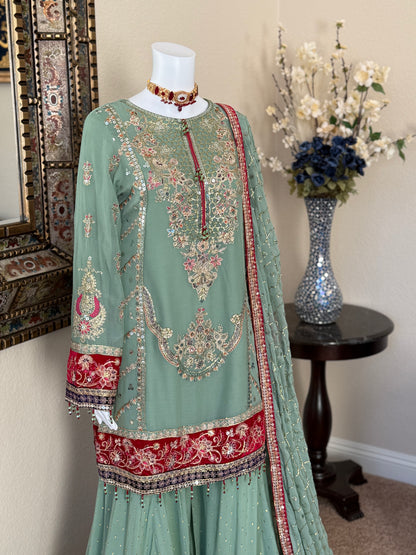 Soft Sage Sharara Suit