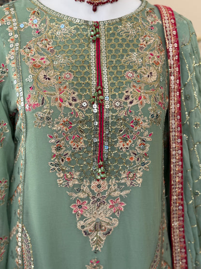 Soft Sage Sharara Suit