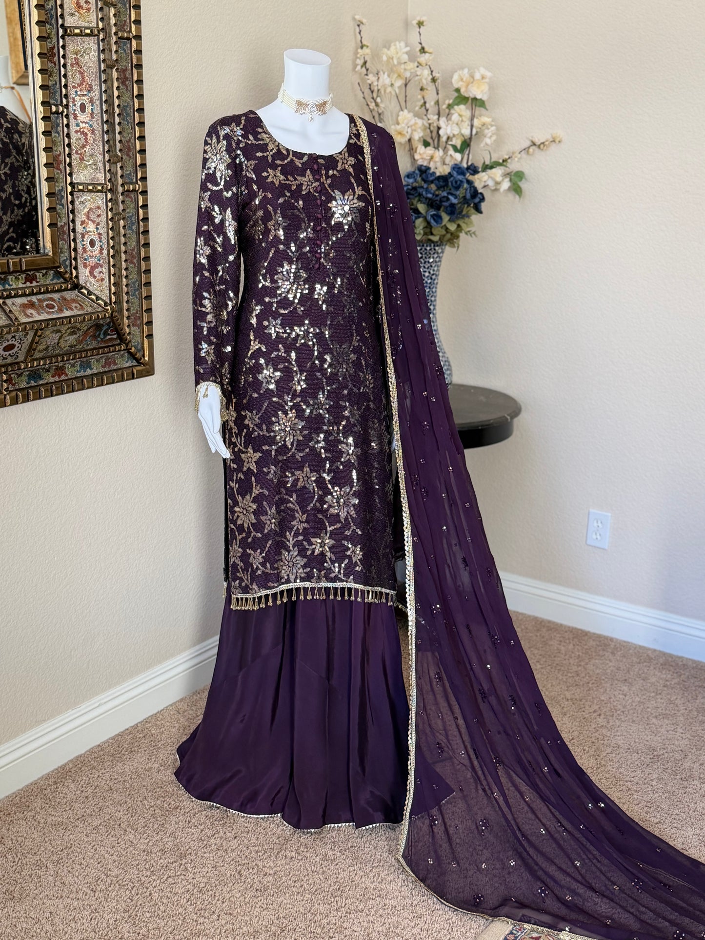 Dark Purple Plazzo Suit