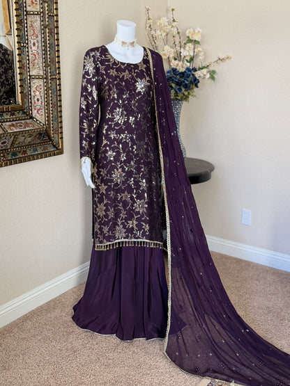 Dark Purple Plazzo Suit