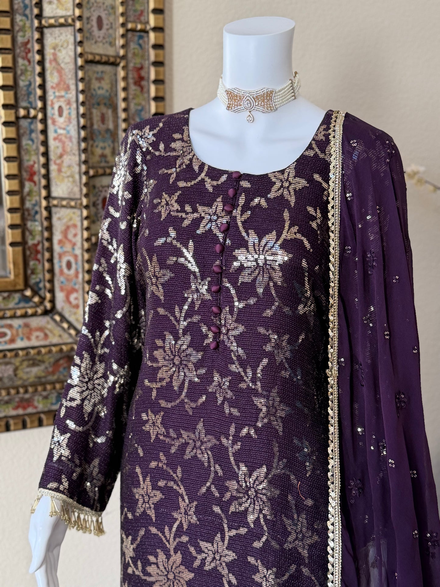 Dark Purple Plazzo Suit