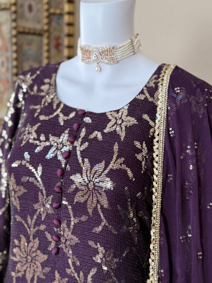 Dark Purple Plazzo Suit
