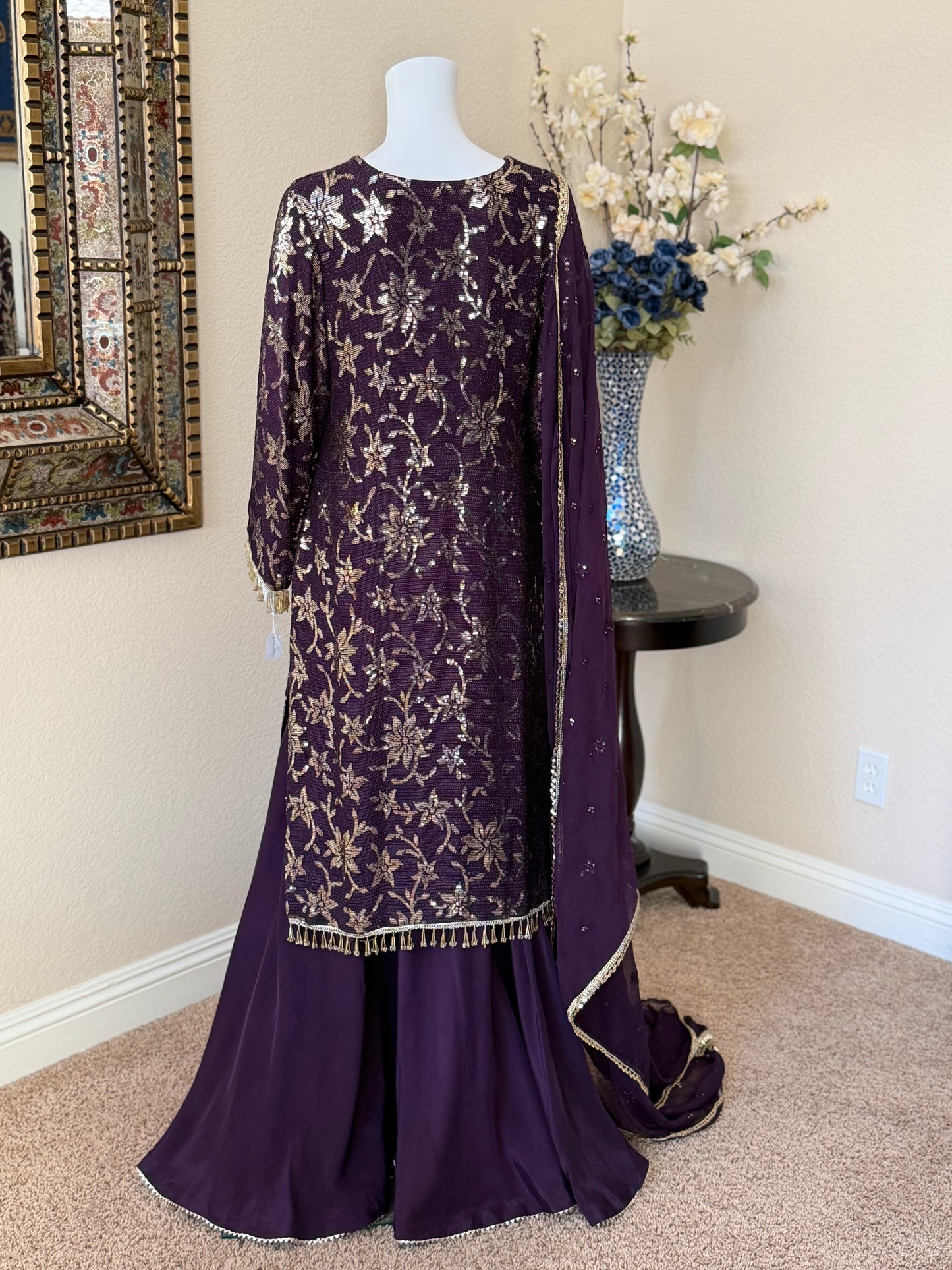 Dark Purple Plazzo Suit