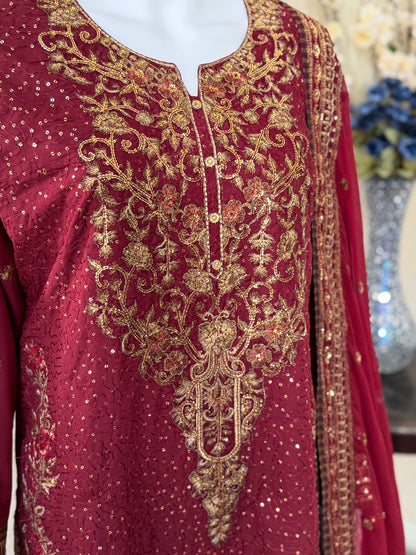 Maroon Kameez With Trouser