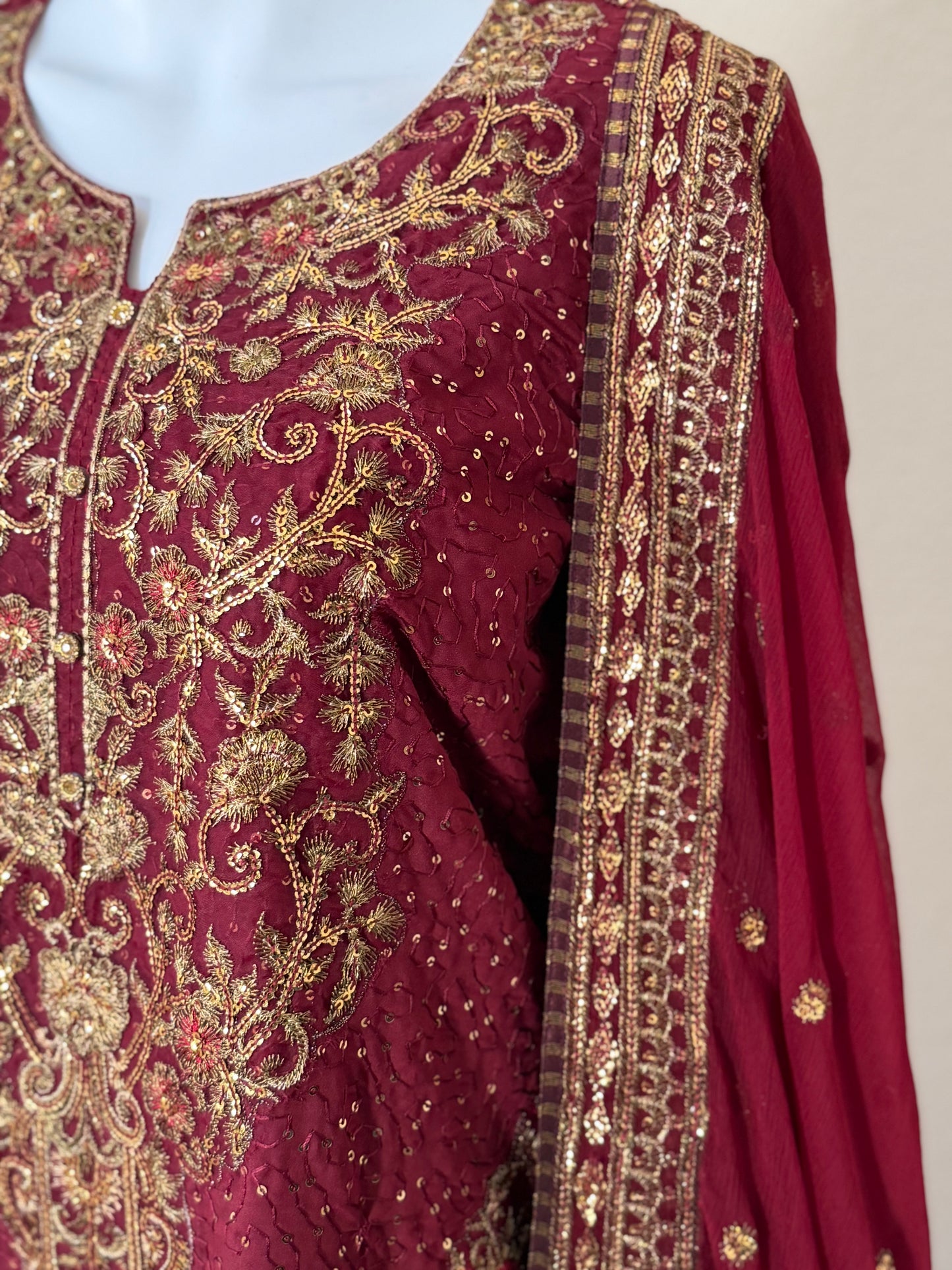 Maroon Kameez With Trouser