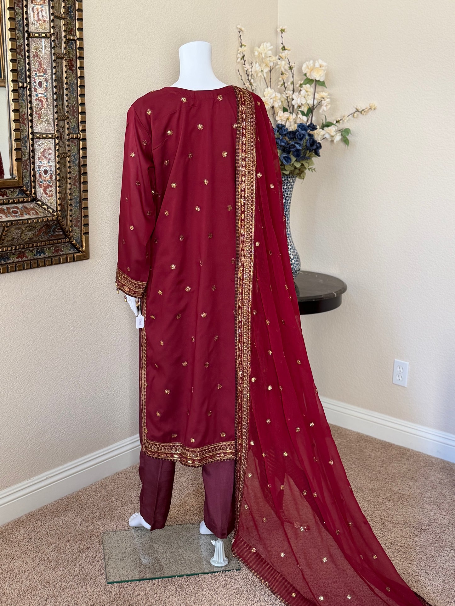 Maroon Kameez With Trouser