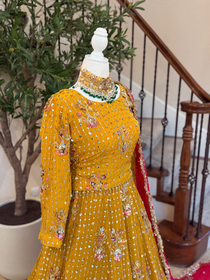 Floral Lengha - Mustard