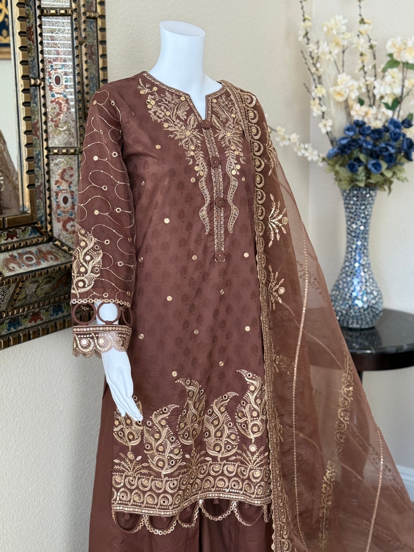 Brown Kameez with Plazzo
