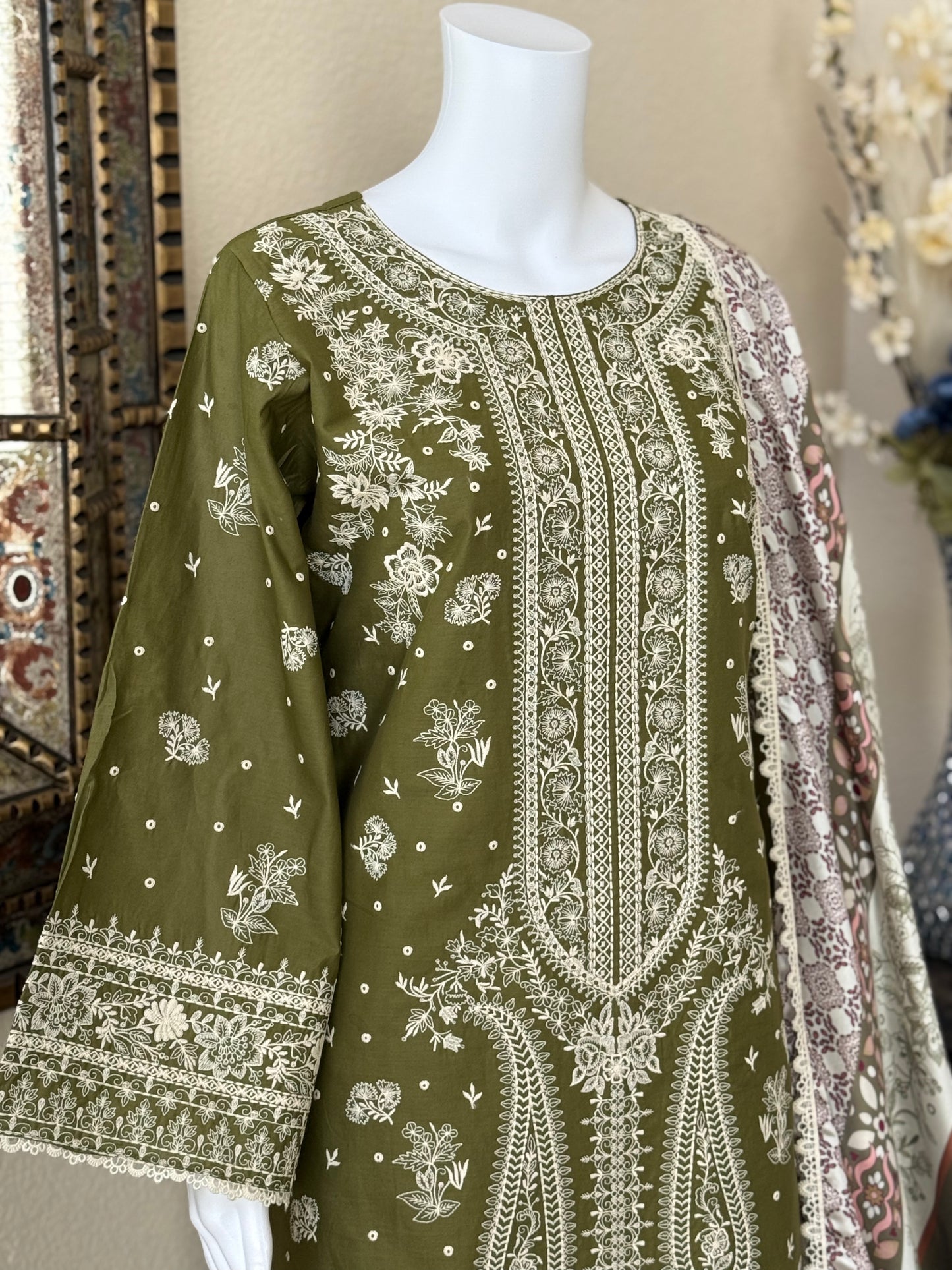Olive Kameez with Trouser