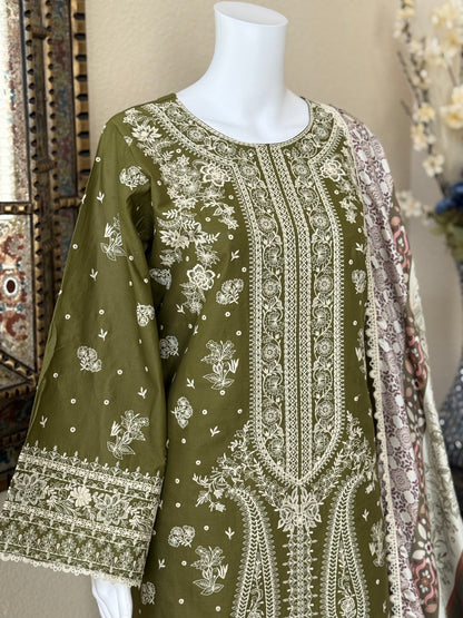 Olive Kameez with Trouser