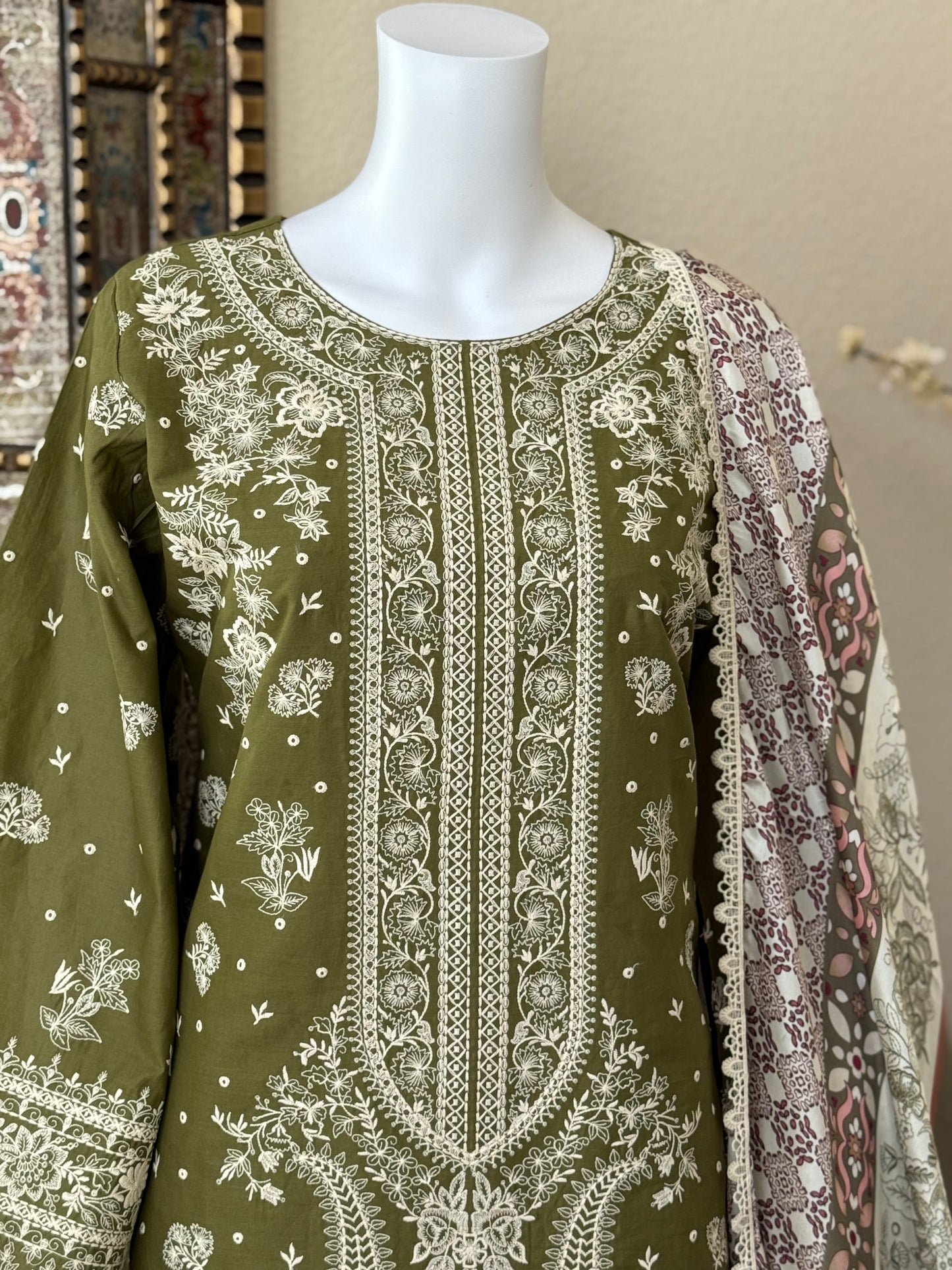 Olive Kameez with Trouser