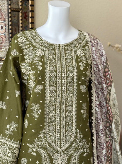 Olive Kameez with Trouser
