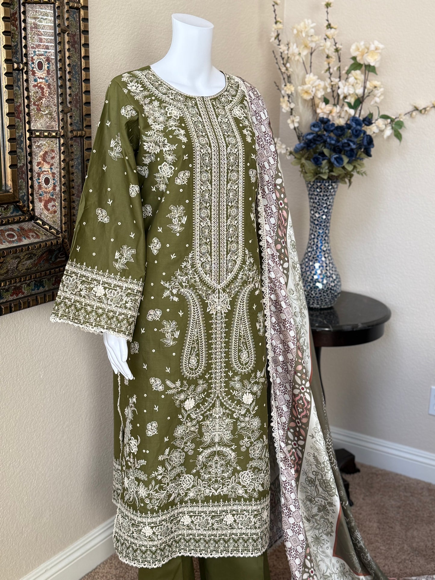 Olive Kameez with Trouser