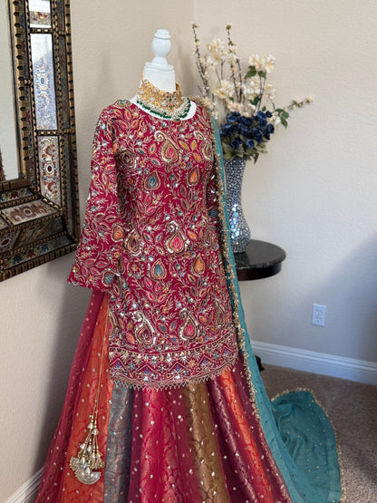 Satrangi Lengha (Long Kameez)