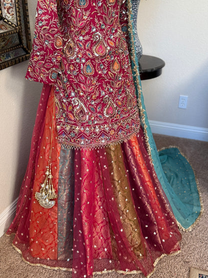 Satrangi Lengha (Long Kameez)
