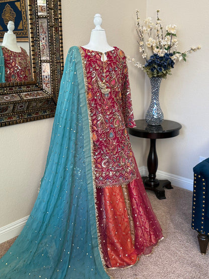 Satrangi Lengha (Long Kameez)