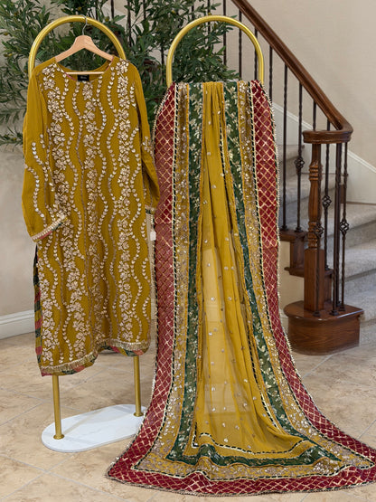 Mustard Plazzo Suit