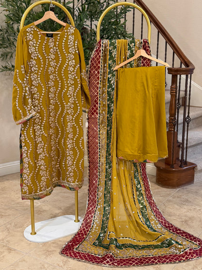 Mustard Plazzo Suit